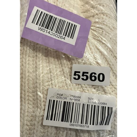 J Crew Heritage Cotton Fisherman Crewneck Sweater Womens L Natural Cream Cropped - Picture 10 of 10